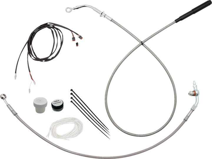 Fat Baggers Inc. Ez Install Kit - 16" Handlebars - Upper Clutch - Braided Stainless Steel/Chrome 119916-C