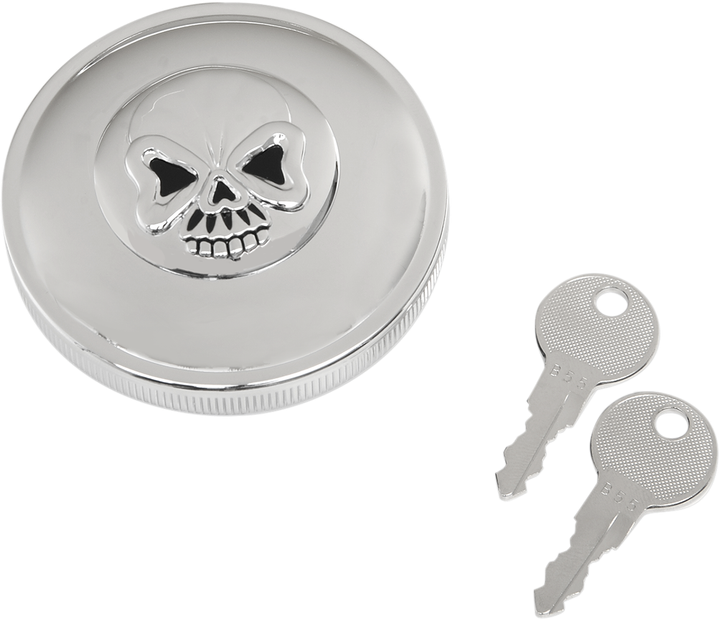 Drag Specialties Locking Gas Cap - Skull - Non-Vented - Chrome 0703-0689