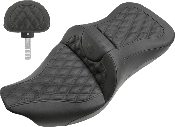 Saddlemen Extended Reach Roadsofa Seat - Lattice Stitched - Backrest - Fl '08-'24 808-07B-184BR