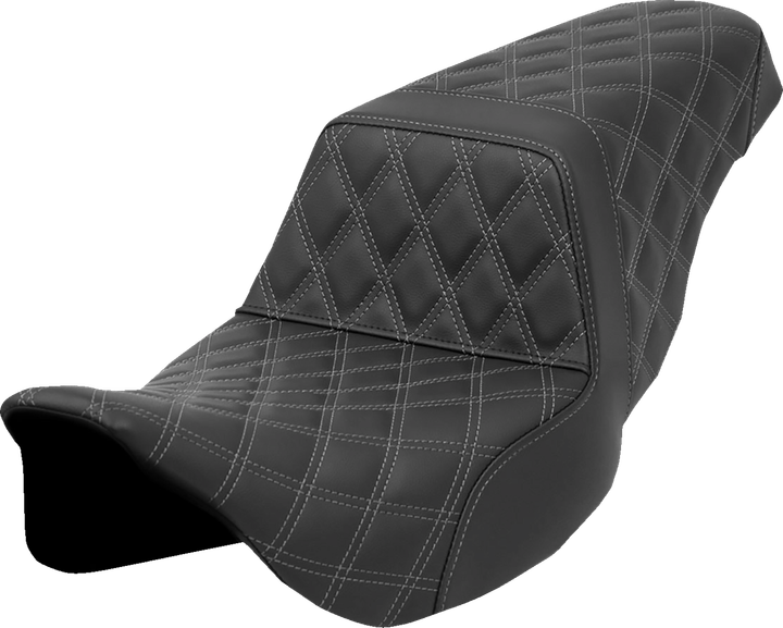 Saddlemen Step-Up Seat - Lattice Stitch - Gray Stitch - Flh/Flt '08-'23 808-07B-17502