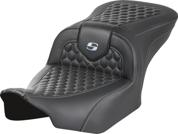 Saddlemen Roadsofa Seat - Without Backrest - Honeycomb - Silver Stitch - Fltr/Flhx '23-'24 823-07-18905