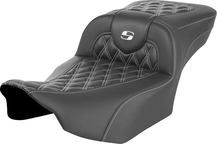 Saddlemen Roadsofa Extended Reach Seat - Without Backrest - Lattice Stitch - White Stitch - Fltr/Flhx '23-'24 823-07-20706