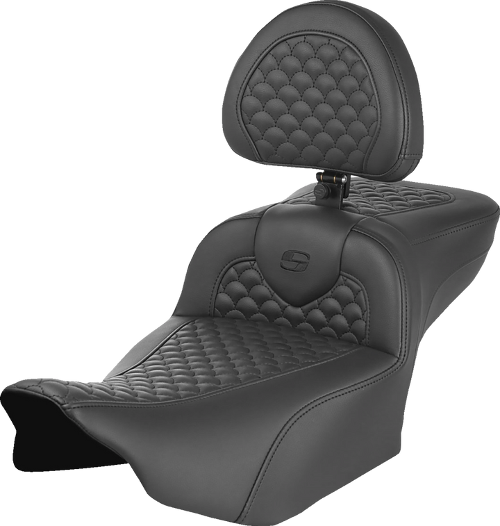 Saddlemen Roadsofa Seat - Dragon Scale Stitch - W/ Backrest - Extended Reach - Fltr/Flhx '23-'25 823-07-209B0
