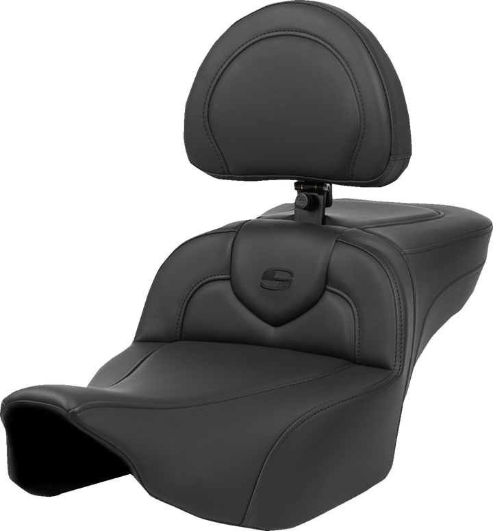 Saddlemen Heated Roadsofa Seat - Extended Reach - Smooth - W/ Backrest - Flt/Flh 23-24 823-07-188C0
