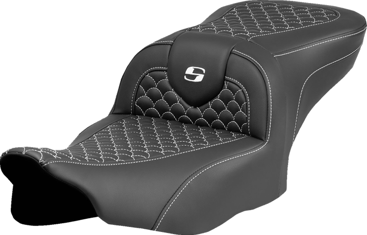 Saddlemen Roadsofa Seat - Dragon Scale Stitch - White Stitch - W/O Backrest - Fltr/Flhx '23-'24 823-07-20806