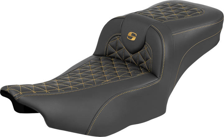 Saddlemen Roadsofa Extended Reach Seat - Without Backrest - Gold Stitch - Flh/Flt '23-'25 823-07-21107