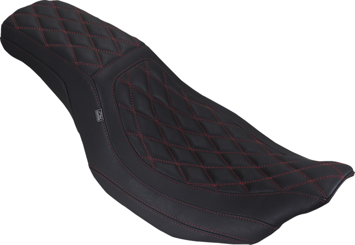 Mustang Low Squareback Seat - Double Diamond - Dark Cherry Stitch - Flh/Flt '23-'25 88514 DC