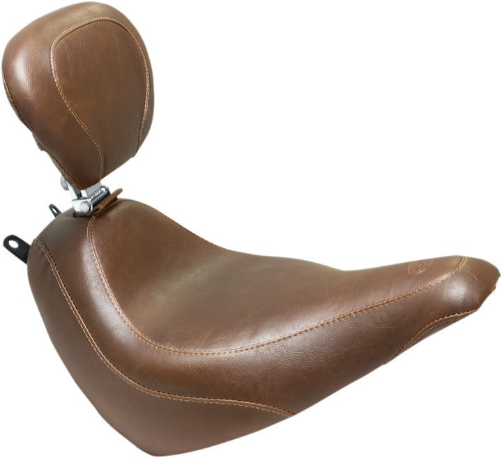 Mustang Wide Tripper Seat - With Driver'S Backrest - Brown Stitch 83001