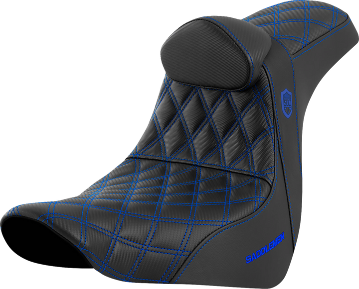 Saddlemen Pro Series Sdc Performance Seat - W/ Backrest - Blue Stitch - Fl/Fx '18-'23 SC81829BLURT