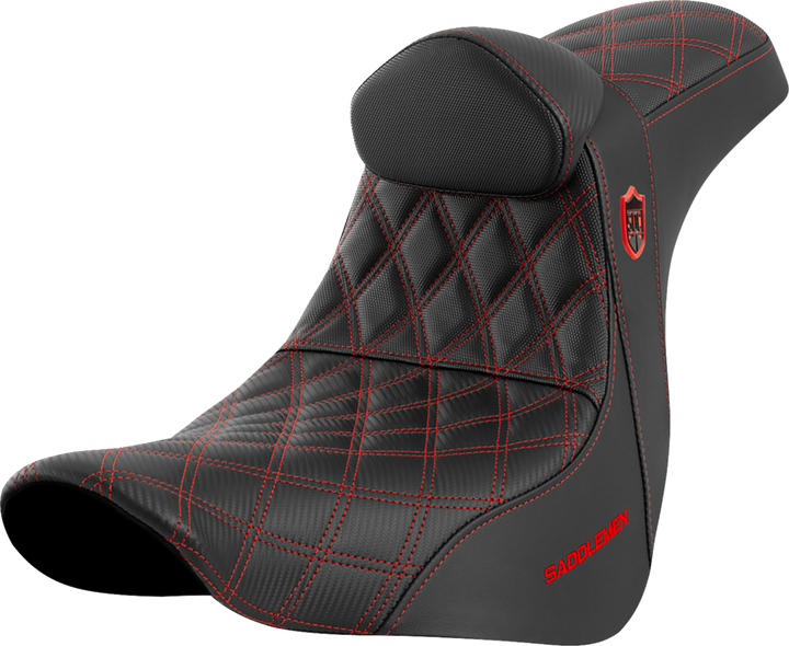 Saddlemen Pro Series Sdc Performance Seat - W/ Backrest - Red Stitch - Fl/Fx '18-'23 SC81829REDRT