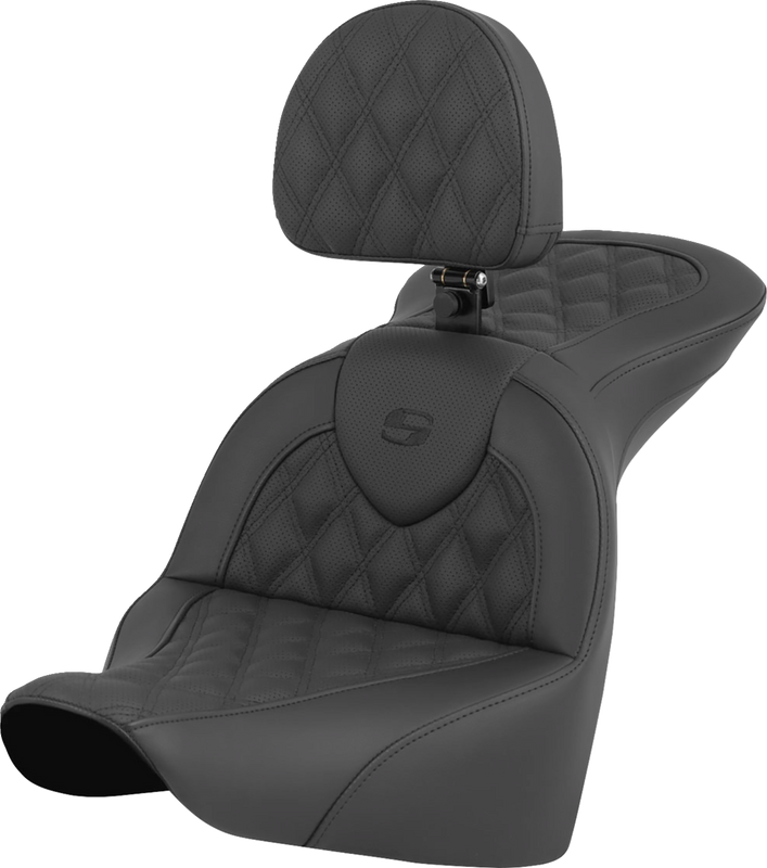 Saddlemen Roadsofa Seat - Lattice Stitch - With Driver Backrest - Flfb/Fxbr '18-'24 818-27-182BR