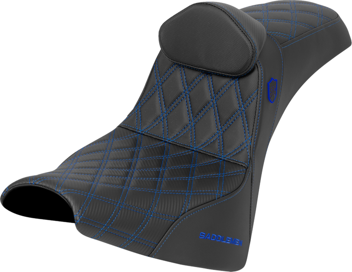 Saddlemen Pro Series Sdc Performance Seat - W/ Backrest - Blue Stitch - Gripper - Fxbb/Fxst '18-'25 SC81830DB1