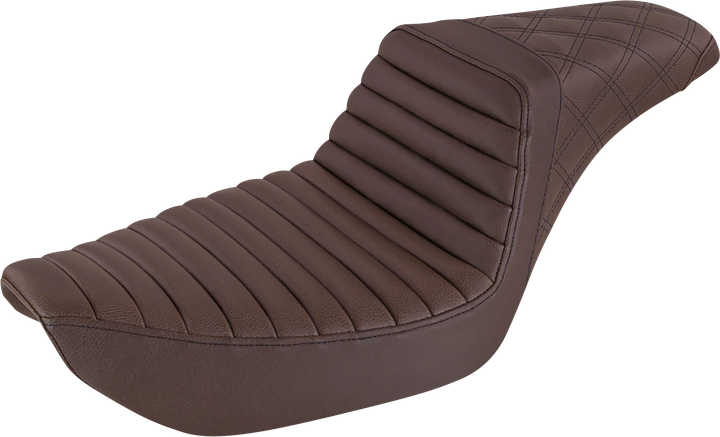Saddlemen Step-Up Seat - Front Tuck-N-Roll/Rear Lattice Stitch - Brown - Dyna 896-04-176BR