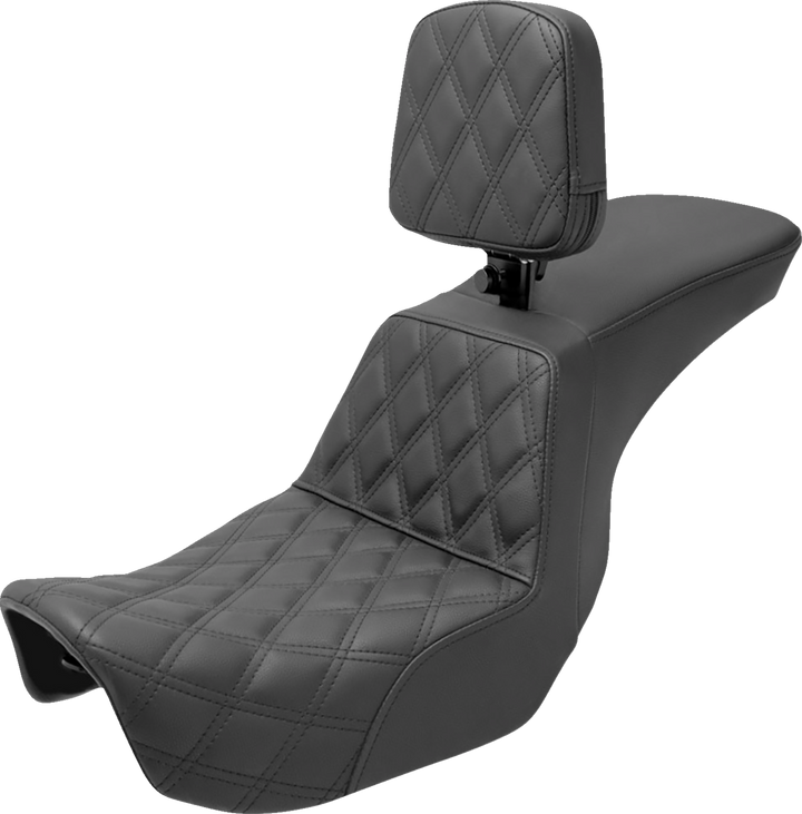 Saddlemen Tour Step-Up Seat - Rider Backrest - Front Lattice Stitch - Dyna '06-'17 806-04-192BR