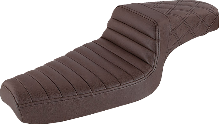 Saddlemen Step-Up Seat - Front Tuck-N-Roll/Rear Lattice Stitch - Brown 879-03-176BR