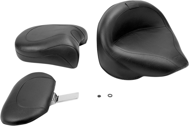 Mustang Seat - Vintage - Wide - Touring - With Driver Backrest - Two-Piece - Smooth - Black - Xvs 79221