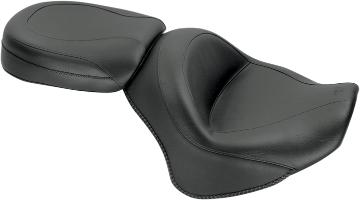 Mustang Seat - Vintage - Wide - Touring - Without Driver Backrest - Two-Piece - Smooth - Black - Stryker 76661