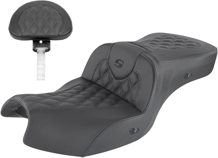 Saddlemen Heated Roadsofa Seat - Lattice Stitch - W/ Backrest - Gl I20-06-182BRHCT