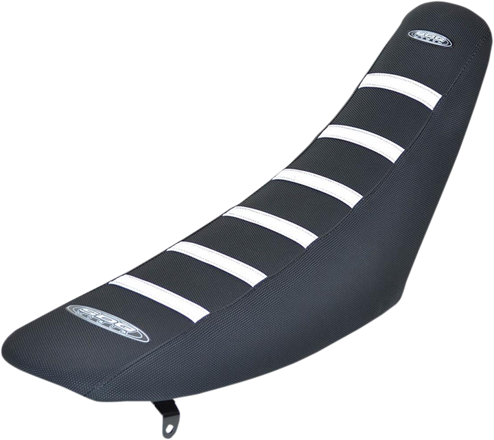 Sdg 6-Ribbed Seat Cover - White Ribs/Black Top/Black Sides 95925WK