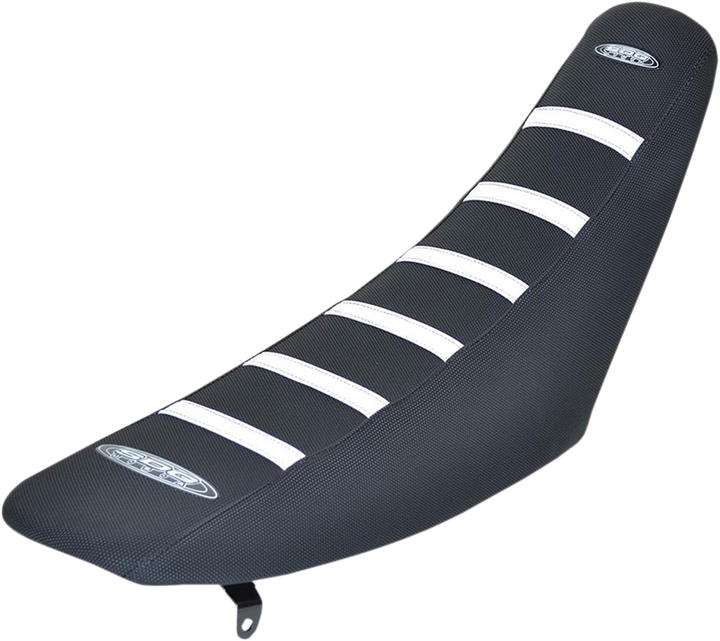 Sdg 6-Ribbed Seat Cover - White Ribs/Black Top/Black Sides 95941WK
