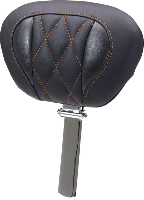 Mustang Deluxe Driver Backrest - Diamond - Mandarin Orange Stitching - Flt/Flh '23-'25 89460MO