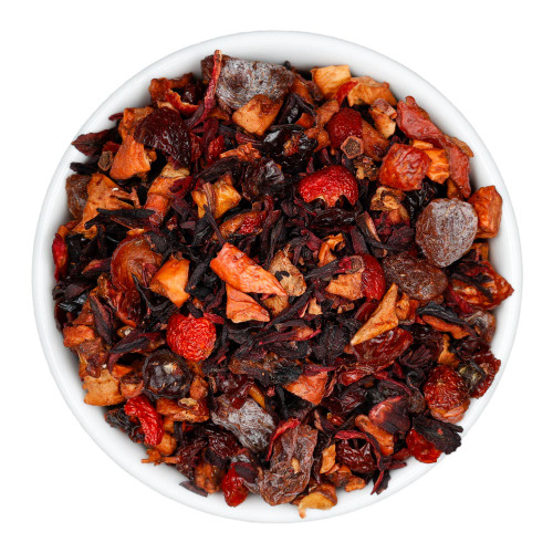 Fusion Teas Wild Cherry Hibiscus Tea - Overhead