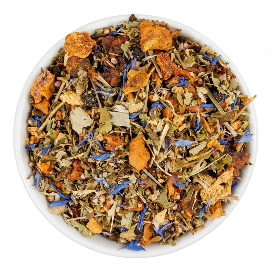 Fusion Teas Blueberry Ginger Herbal Tea - Overhead