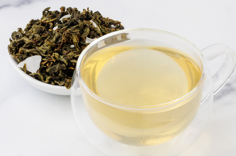 Taiwanese Pouchong with Coconut next to a light golden brew