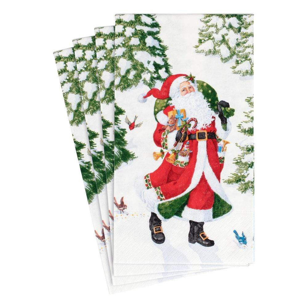 Caspari Woodland Santa Guest Napkins - Thumbnail 2