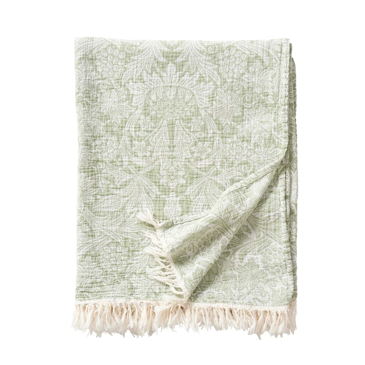 Sunflower Woven Cotton Throw Blanket Green