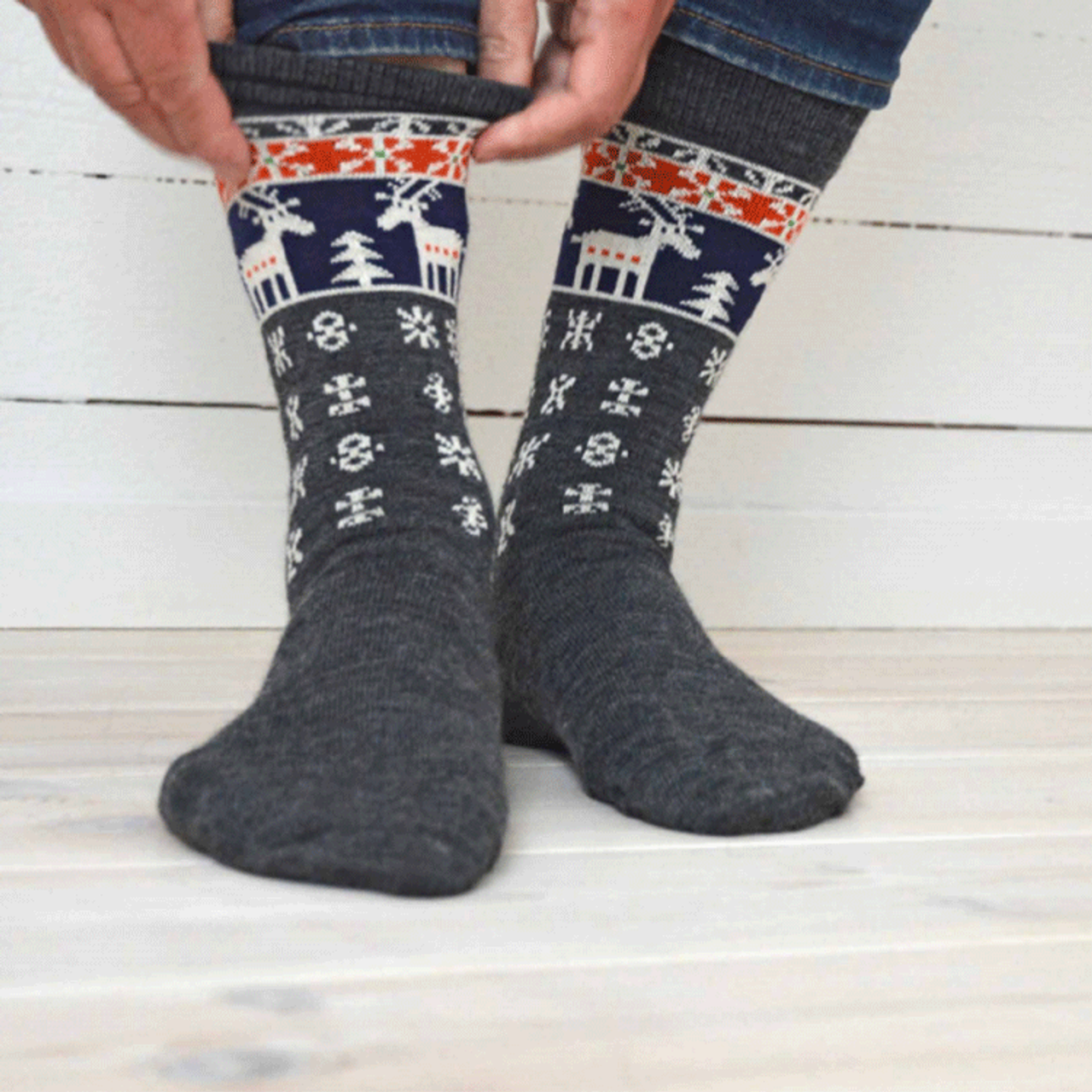 ANEKA Fair Isle Wool Jersey Lined Slipper Socks – AURA QUE