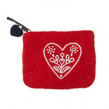 Felt Coin Purse - Heart & Flower Red - Klippan (590447) Felt Coin Purse - Heart & Flower Red - Klippan (590447)