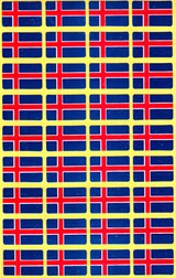 Sheet of Iceland flag stickers on yellow background