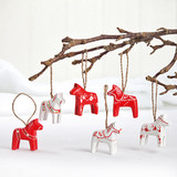 Wooden Dala Horse Ornaments - 6 Assorted (7260)
