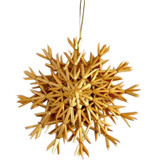 Natural straw snowflake ornament, 12 inches, hanging from a thin string.