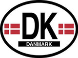 Oval decal with DK and Denmark flag elements