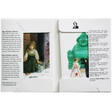 Open white notecard folio featuring Hans Christian Andersen illustrations and text.