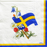 Sweden Flag and Flowers Paper Luncheon Napkins