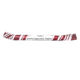 Grenna Peppermint Candy Stick in white and red striped wrapper, horizontal view.