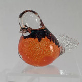Bianco Blu Oy Bianco - Blue - Finnish Glass Bird - Orange - 2.5"H X 3" L 