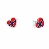 Scandinavian Specialties Norway Flag Heart Earrings (Posts) - 1/2" 