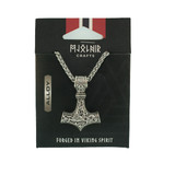 Thor's Hammer Pewter Pendant - Silver Chain - 1.75"