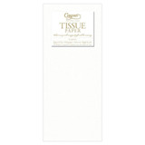 Pack of Caspari solid white tissue paper with branded label on top.