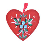 Moose Heart Ornament Red w/Berries - Wooden - 2" 