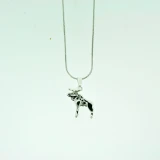 Silver moose pendant on a thin silver chain, centered against a white background.