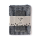 Vaxbo Lin Linen "Bubbel" Towel & Dishcloth Set - Black 