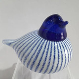 Bianco Blu Oy Bianco-Blue-Finnish Glass Willow Bird - Blue/White - 3" H X 4" L 