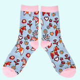 Moose Dalahorse Ladies Socks- Blue Crew  Moose Dalahorse Ladies Socks- Blue Crew
