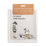 A Winnie the Pooh Swedish dishcloth with a "Better with Friends" design in packaging.