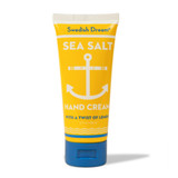 Yellow squeeze tube of Kalastyle Sea Salt hand cream with blue cap and white anchor graphic.